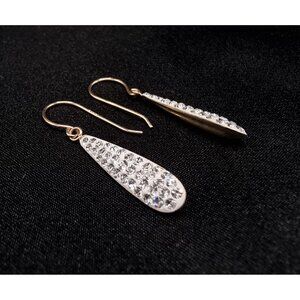 10K Solid Gold Drop Earrings With Sparkling Crystals & SLC Signature Design